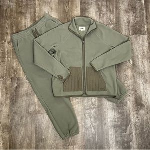 Madewell MWL Betterfleece Zip Quilted Pocket Jacket & Retro Sweatpants Set